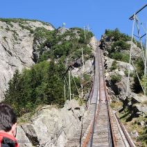 Die Gelmerbahn, die mit 106 % Steigung steilste Standseilbahn Europas